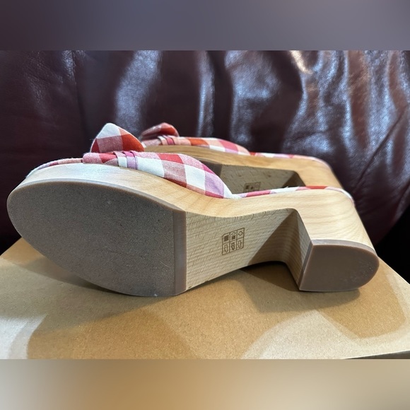 J. Crew Bohemian Red Wildfire Heeled Mules with Bow - Picture 4 of 6